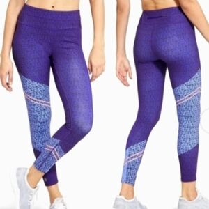 Athleta Asym camo sonar colorblock blue 7/8 tight  leggings women's Large